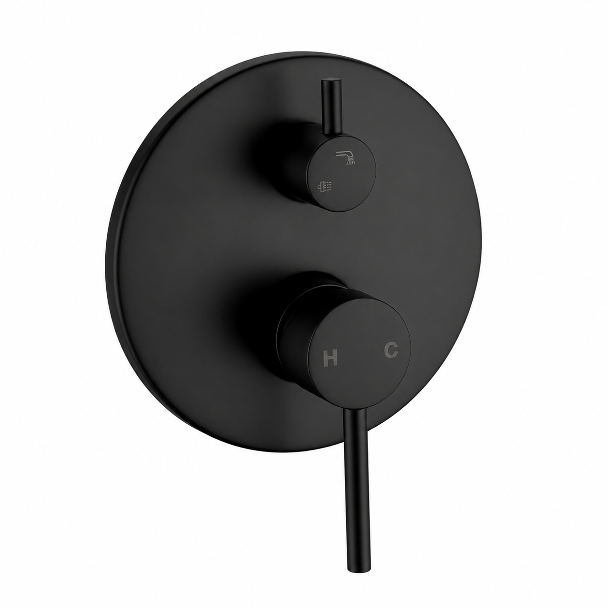 LUCID PIN Series Shower/Bath Wall Mixer with Diverter Round Matte Black