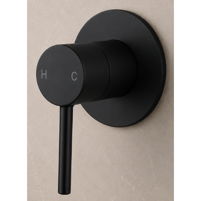 LUCID PIN Series Wall Mixer 80MM Cover Plate Matte Black