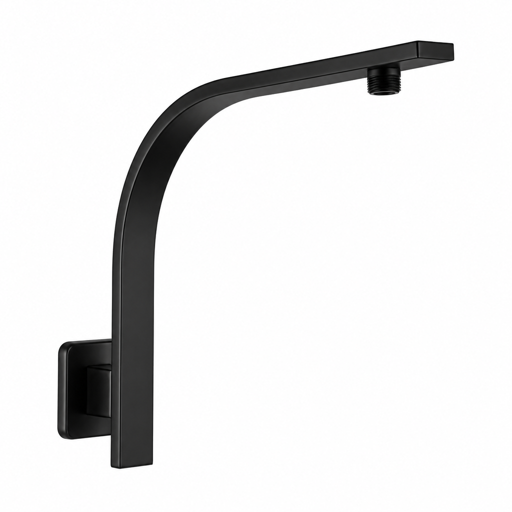 Shower Square Gooseneck Wall Mounted Arm Stainless Steel Matte Black
