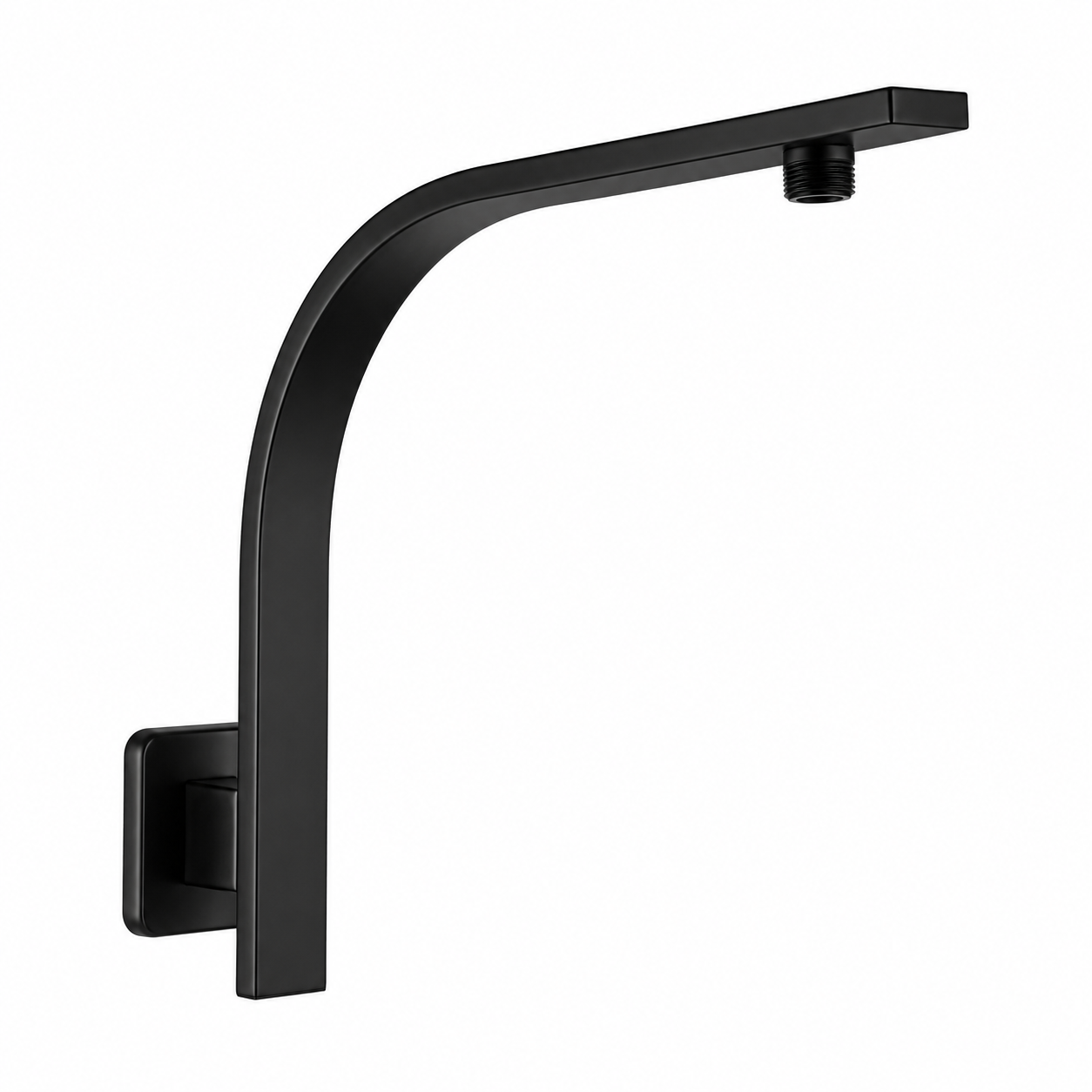 Shower Square Gooseneck Wall Mounted Arm Stainless Steel Matte Black