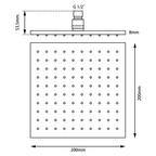 Square Rainfall Shower Head 200mm Brass Chrome