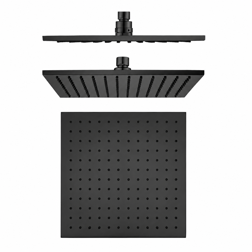 Square Rainfall Shower Head 300mm Brass Black