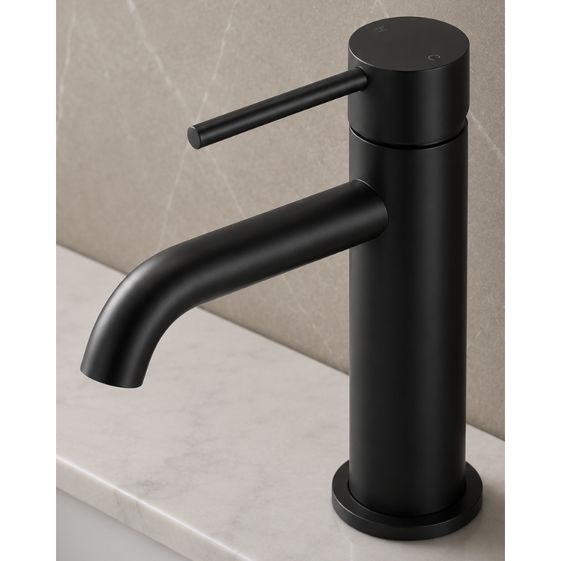 LUCID PIN Short Basin Mixer Series Round Matte Black