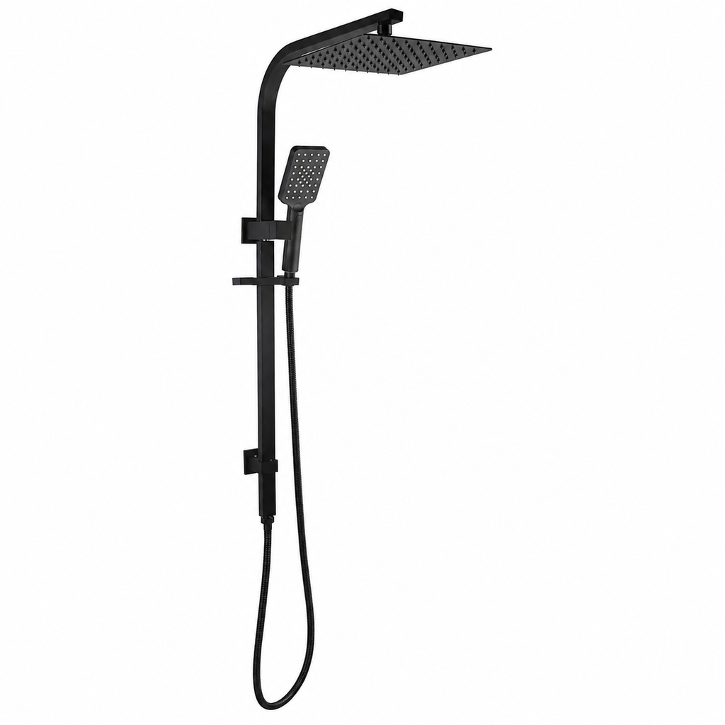 Shower Station (Shower Set) Top Water Inlet 250 Square Matte Black