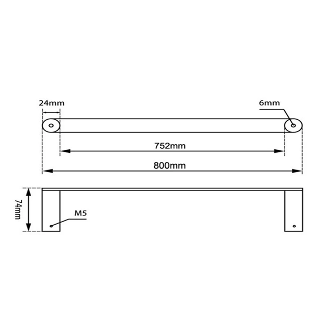 RUSHY Towel Rail Single 800mm Chrome