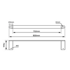 RUSHY Towel Rail Single 800mm Chrome