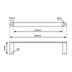 RUSHY Towel Rail Single 600mm Chrome