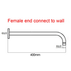 Shower Arm 400mm Round Stainless Steel Wall Mounted Matte Black