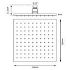 Square Rainfall Shower Head 250mm Brass Chrome