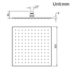 Square Rainfall Shower Head 300mm Brass Chrome
