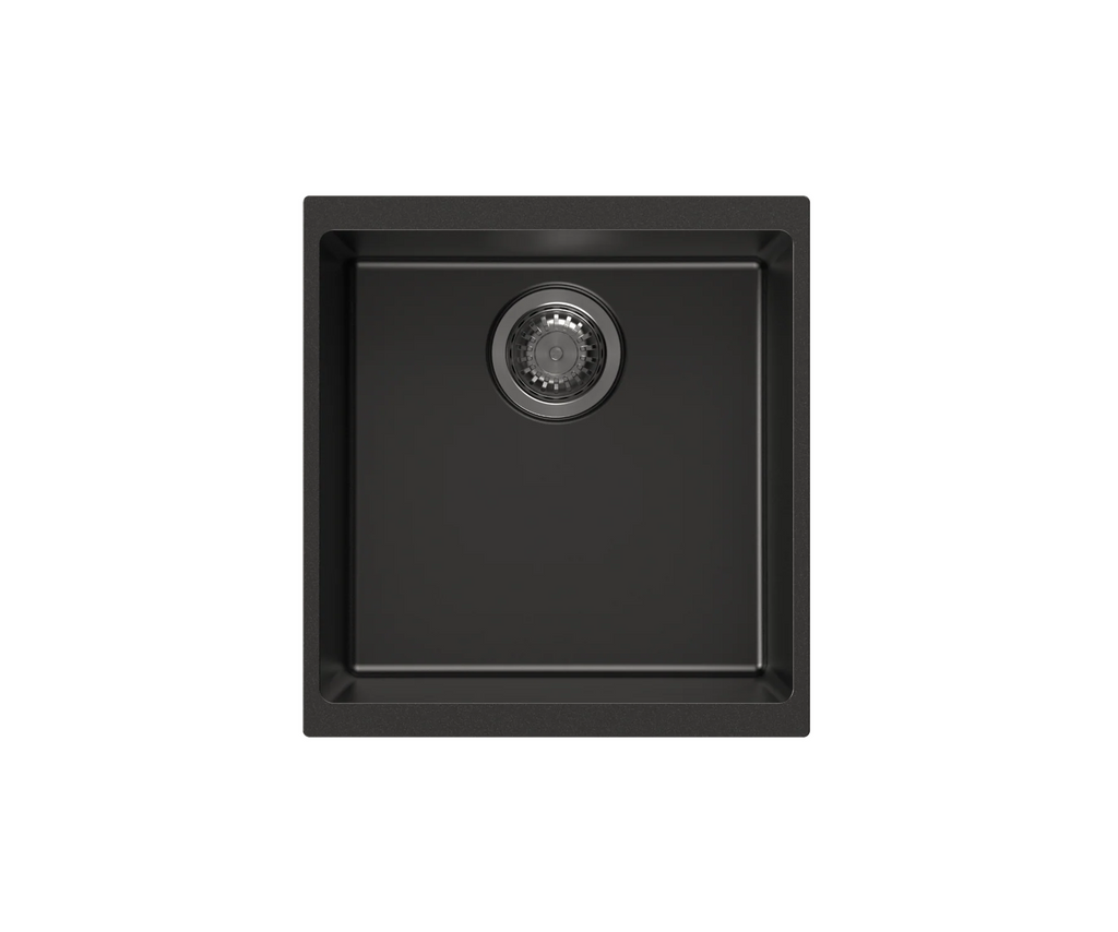 430x460x200mm Carysil Enigma single Bowl Granite Sink Deep Black