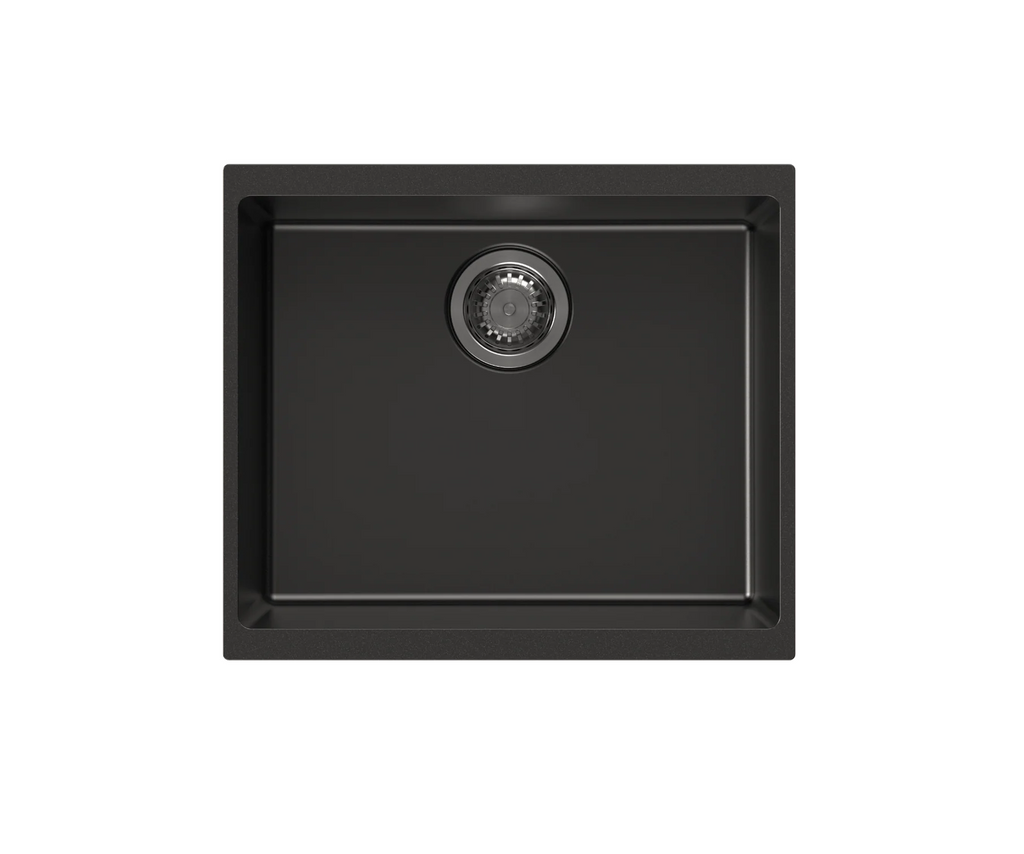 530x460x200mm Carysil Enigma single Bowl Granite Sink Deep Black