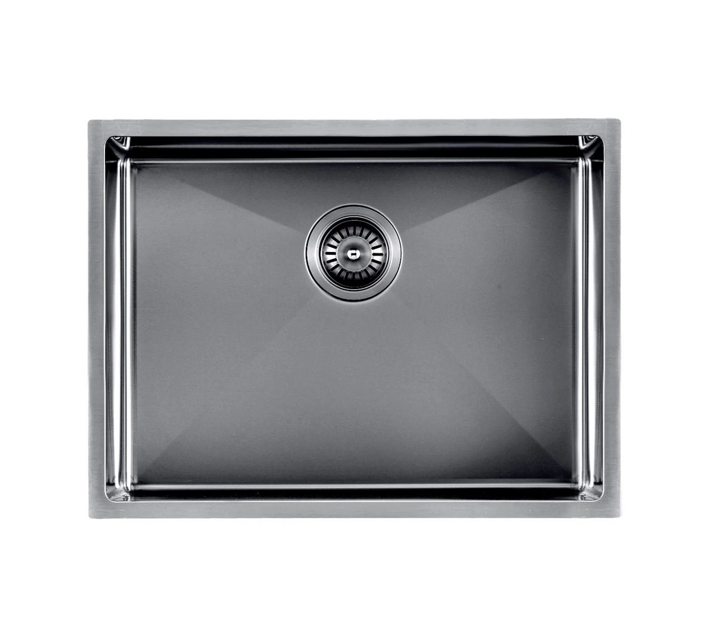 600x450x300mm Stainless Steel Handmade Top/Under mount Single Bowls Gun Metall Grey Sink