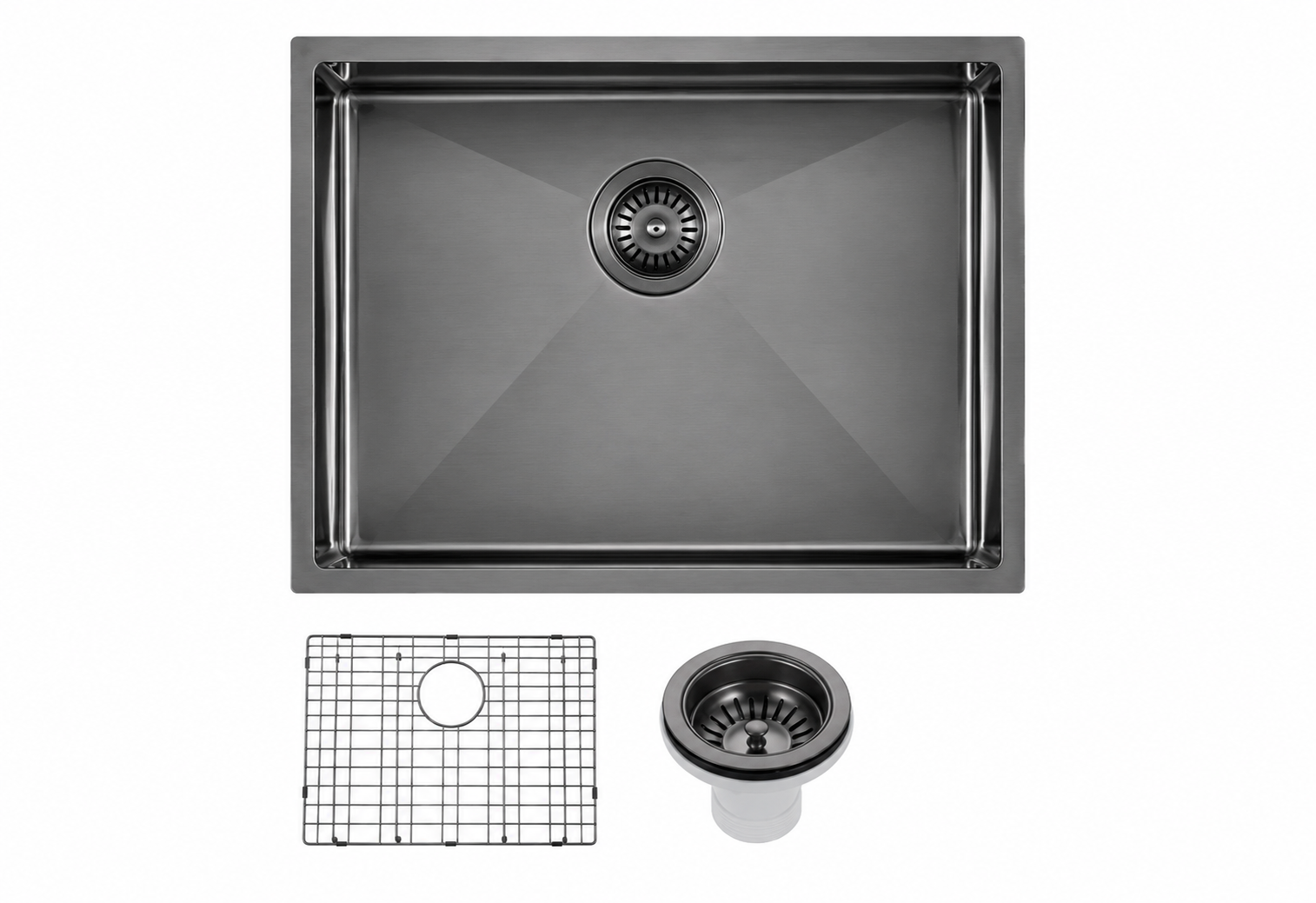 510x450x230mm Stainless Steel Handmade Top/Under mount Single Bowls Gun Metal Grey Sink