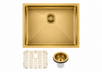 600x450x300mm Stainless Steel Handmade Top/Under mount Single Bowls Brushed Gold Sink