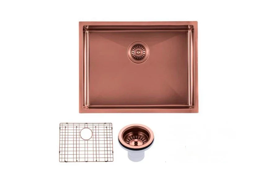 600x450x300mm Stainless Steel Handmade Top/Under mount Single Bowls Rose Gold Sink