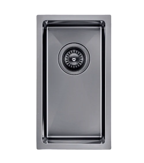 250x450x215mm Stainless Steel Handmade Top/Under mount Single Bowl Gun Metal Grey Sink