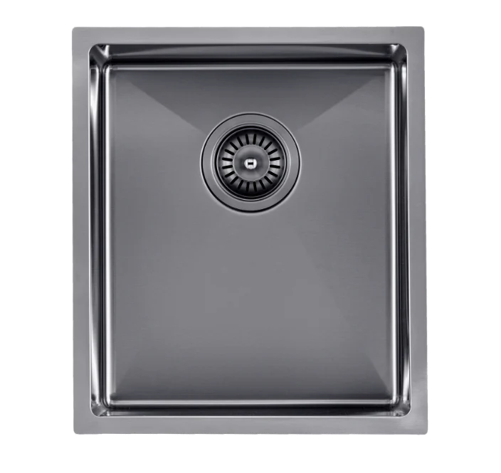 390x450x215mm Stainless Steel Handmade Top/Under mount Single Bowl Gun Metal Grey Sink
