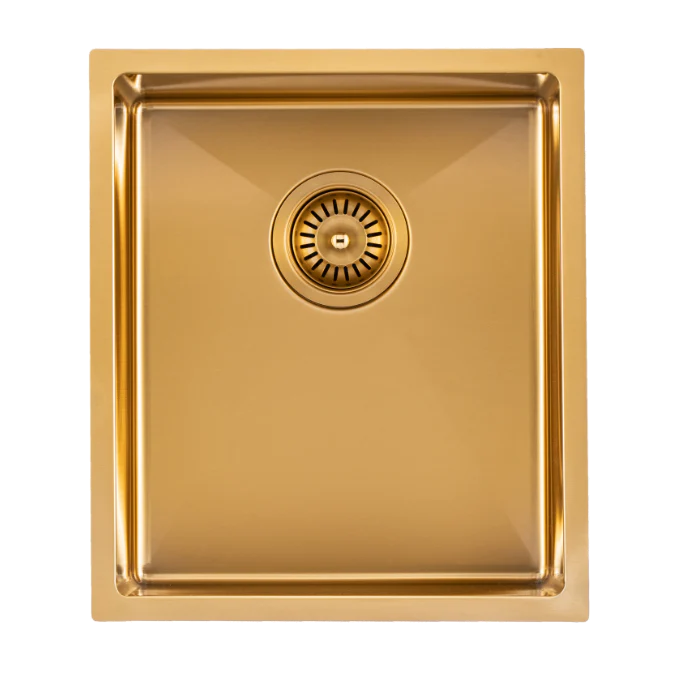 390x450x215mm Stainless Steel Handmade Top/Under mount Single Bowl Brushed Gold Sink