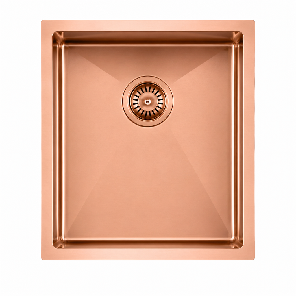 390x450x215mm Stainless Steel Handmade Top/Under mount Single Bowl Rose Gold Sink