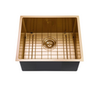 500x440x230mm Stainless Steel Handmade Top/Under mount Single Bowls Brushed Gold Sink