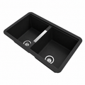 824x481x241mm Carysil Double Bowls Granite Undermount Kitchen Sink Black