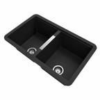 824x481x241mm Carysil Double Bowls Granite Undermount Kitchen Sink Black