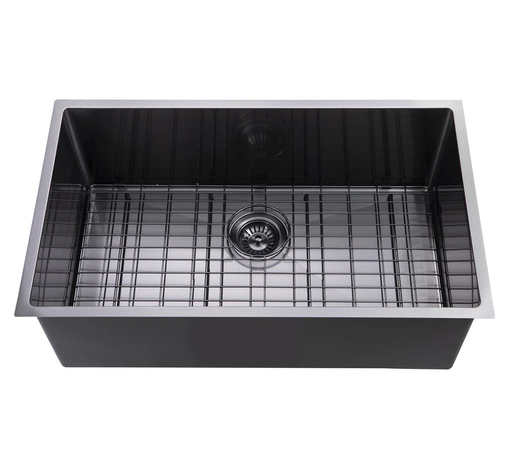 762x457x254mm Stainless Steel Handmade Top/Under mount Single Bowls Gun Metal Grey PVD Coating Sink