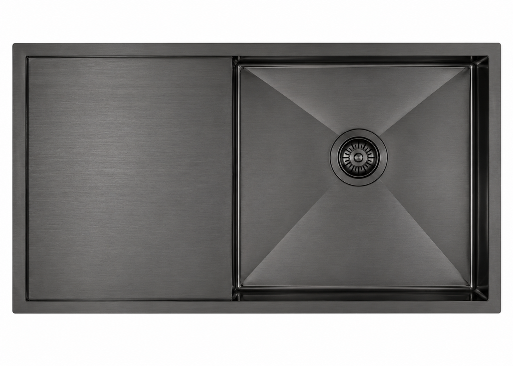 950x450x230mm Stainless Steel Handmade Top/Under mount Single Bowls Gun Metal grey Sink