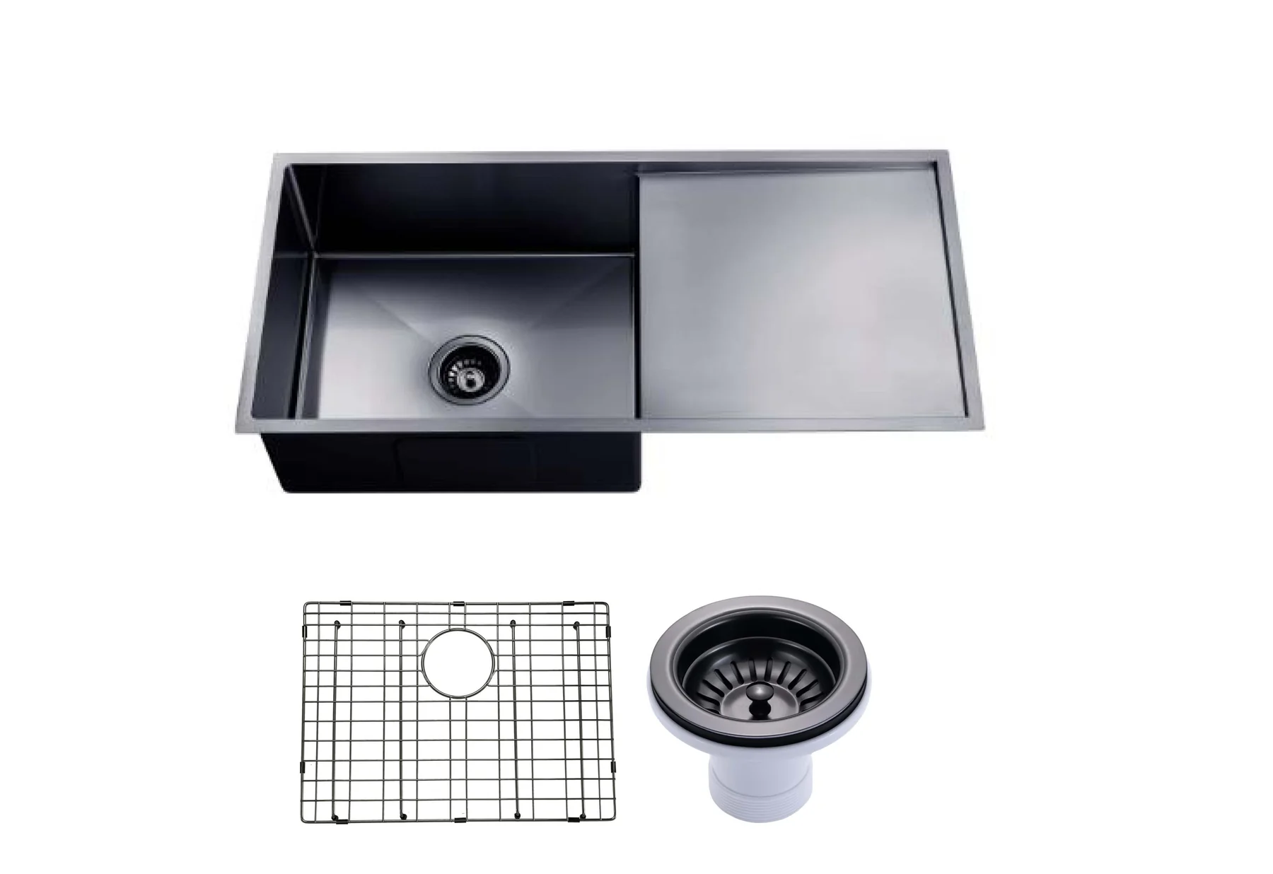 950x450x230mm Stainless Steel Handmade Top/Under mount Single Bowls Gun Metal grey Sink