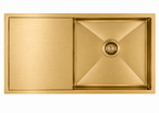 950x450x230mm Stainless Steel Handmade Top/Under mount Single Bowls Brushed Yellow Gold Sink