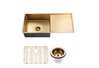 950x450x230mm Stainless Steel Handmade Top/Under mount Single Bowls Brushed Yellow Gold Sink