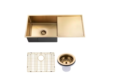 950x450x230mm Stainless Steel Handmade Top/Under mount Single Bowls Brushed Yellow Gold Sink
