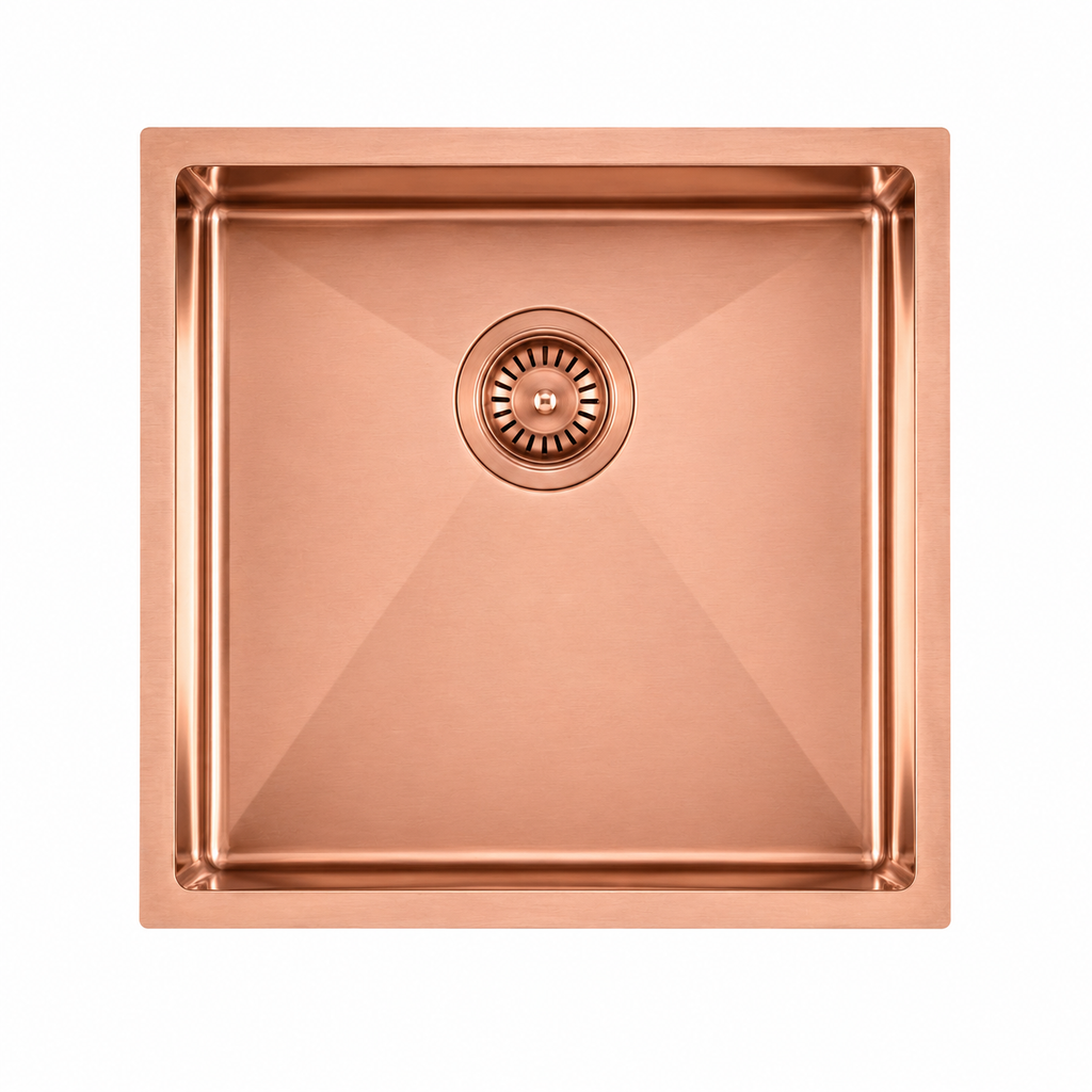 440x440x205mm Stainless Steel Handmade Top/Under mount Single Bowl Rose Gold Sink