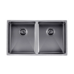 820x457x230mm Stainless Steel Handmade Top/Under mount Double Bowls Gun Metal Grey Sink