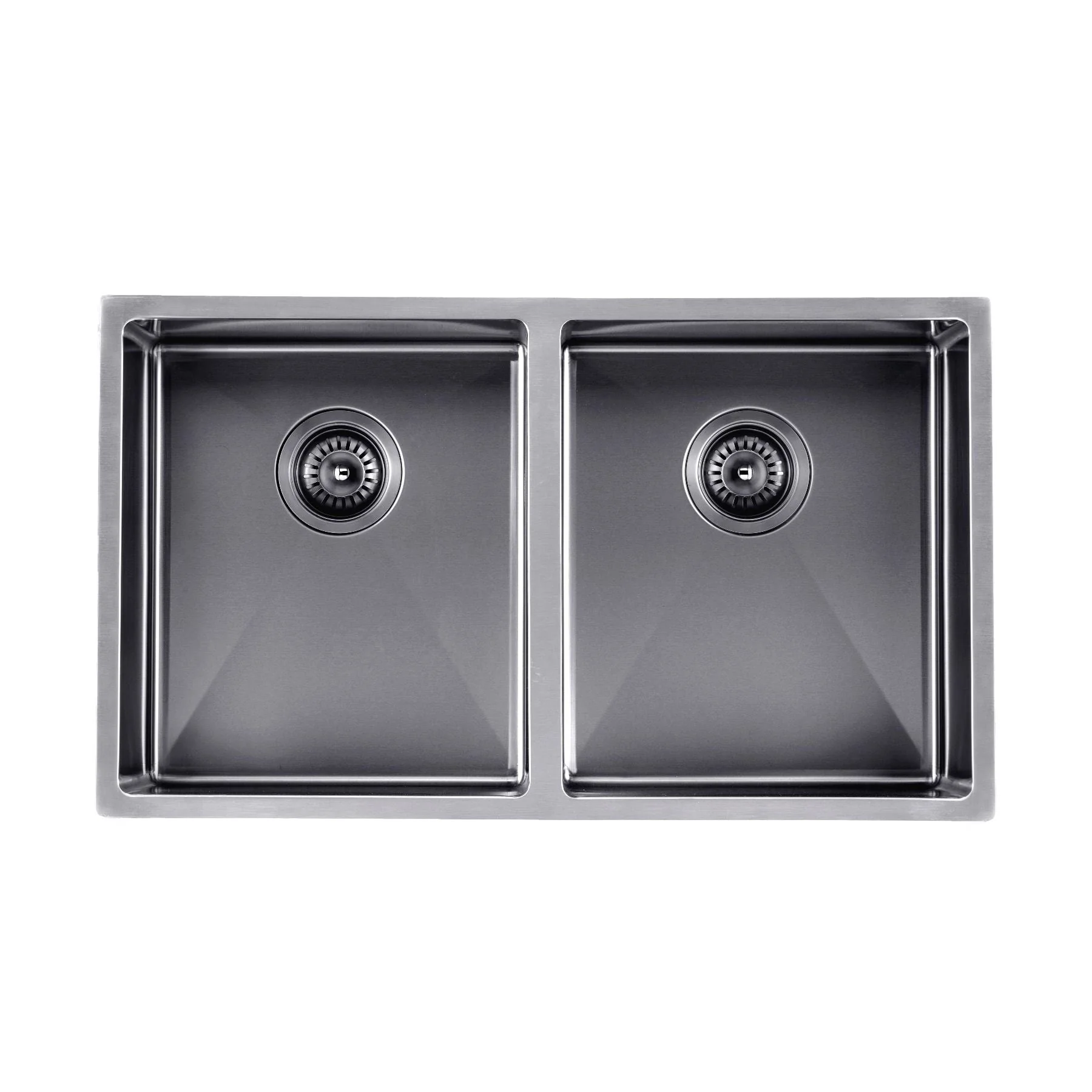 770x450x215mm Stainless Steel Handmade Top/Under mount Double Bowls Gun Metal Grey Sink