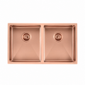 770x450x215mm Stainless Steel Handmade Top/Under mount Double Bowls Rose Gold PVD Sink