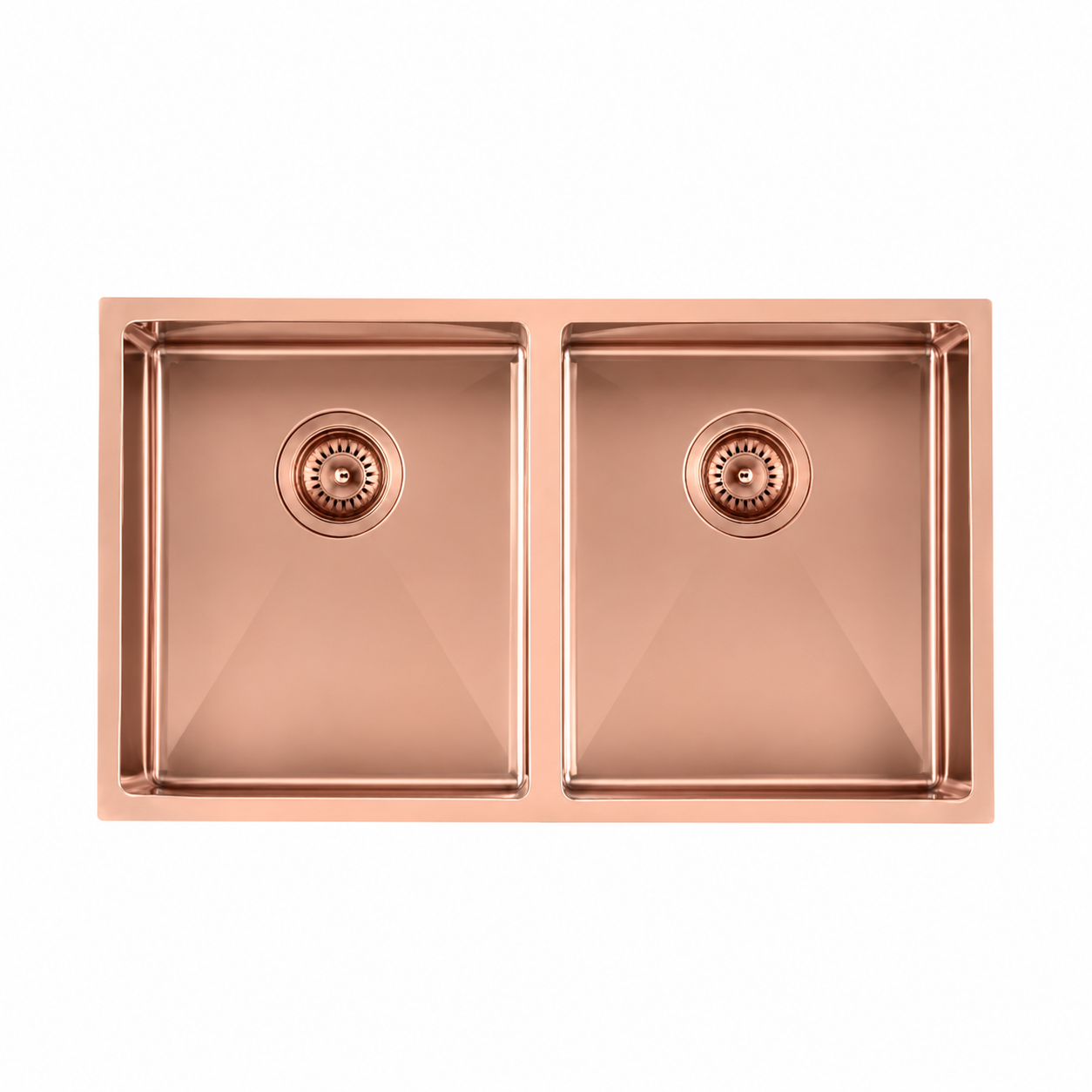 770x450x215mm Stainless Steel Handmade Top/Under mount Double Bowls Rose Gold PVD Sink