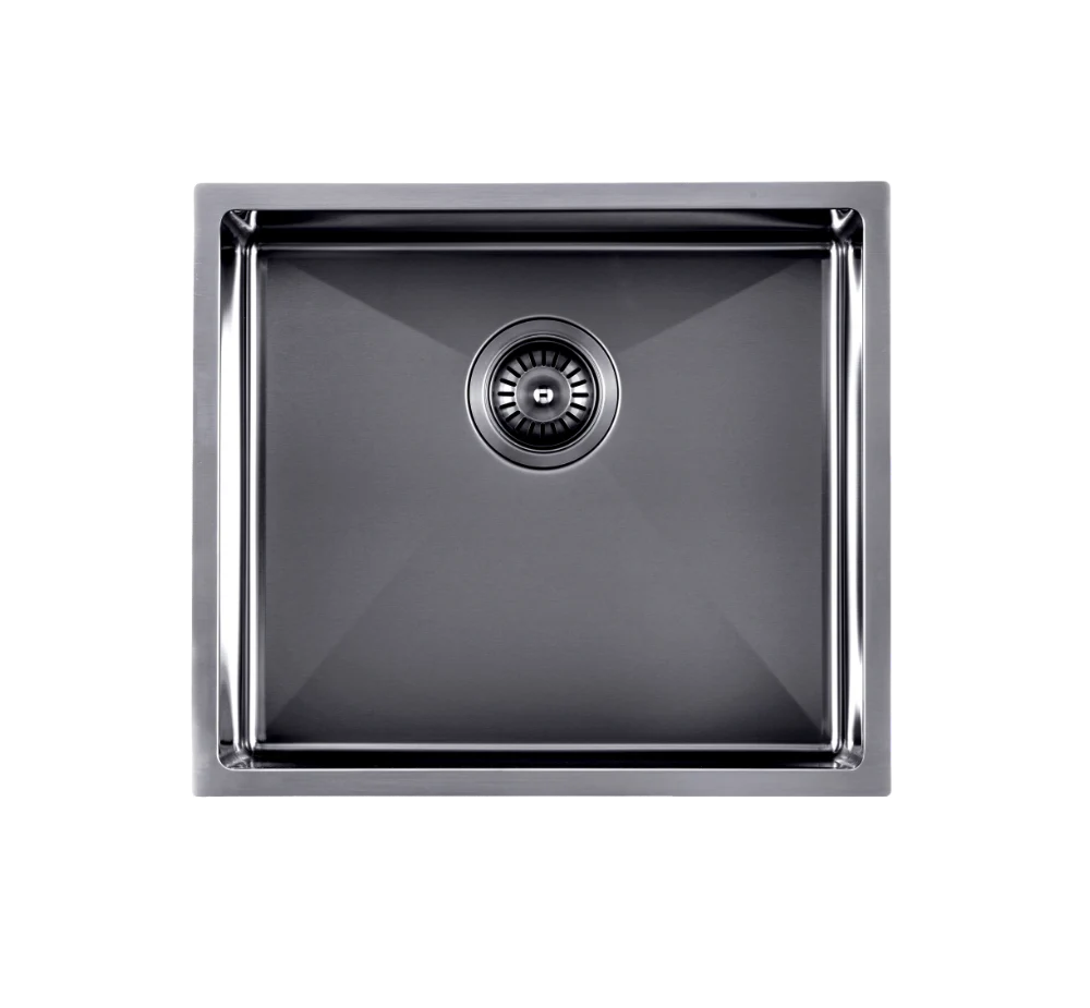 440x440x205mm Stainless Steel Handmade Top/Under mount Single Bowls Sand Finish Gun Metal Grey Sink