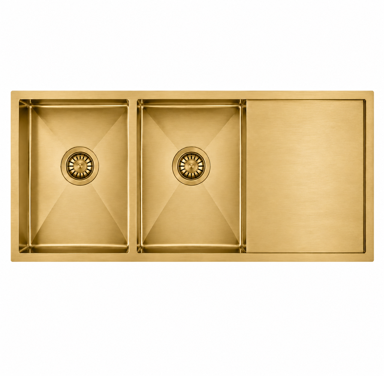 1160x460x230mm Stainless Steel Handmade Top/Under mount Double Bowls Brushed Yellow Gold Sink