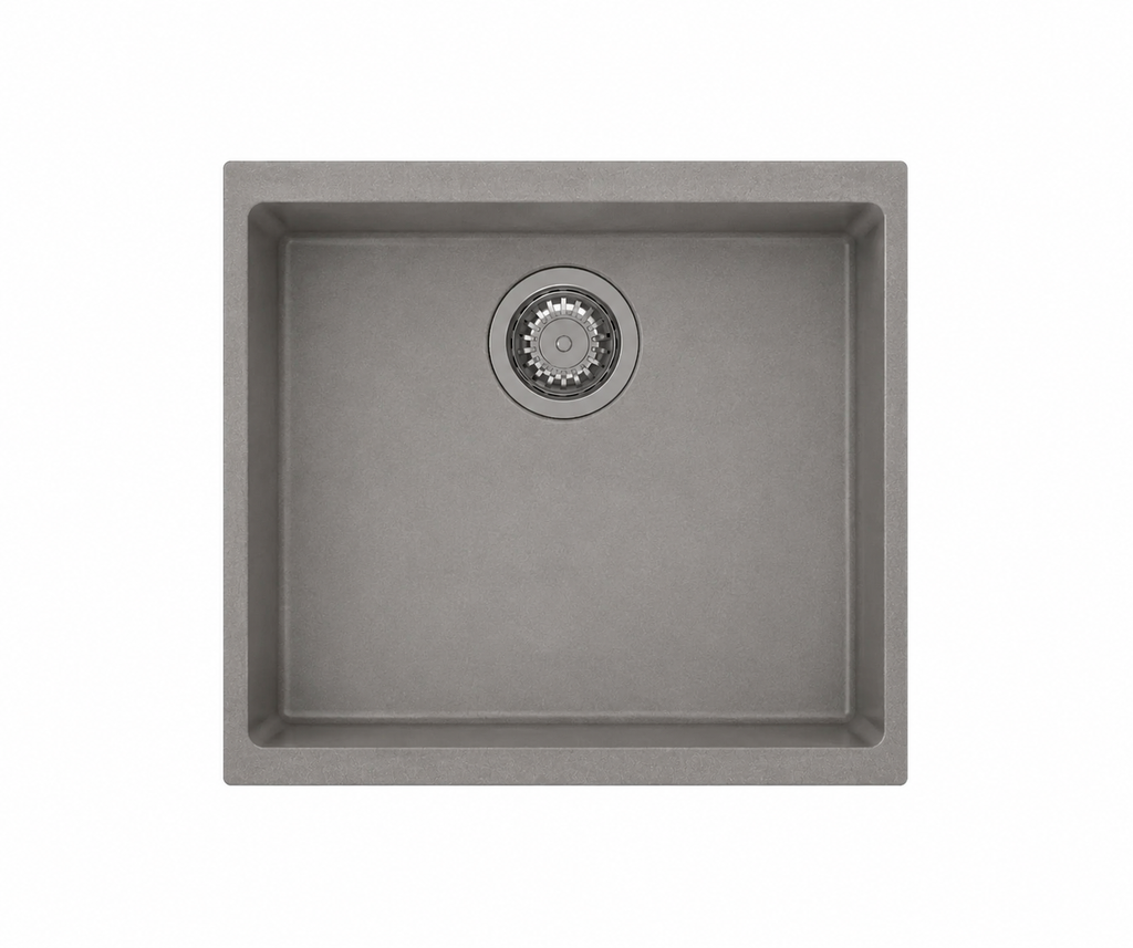 533x457x205mm Carysil Enigma single Bowl Granite Sink Concrete Grey