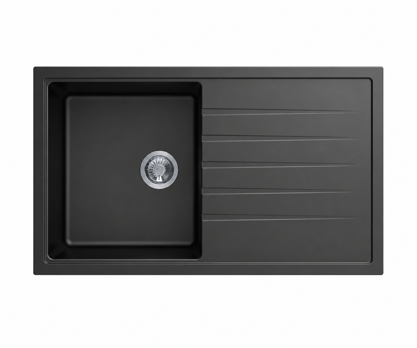 780x500x205mm Carysil Vivaldi Single Bowl With Drainer Board Granite Kitchen Sink Deep Black
