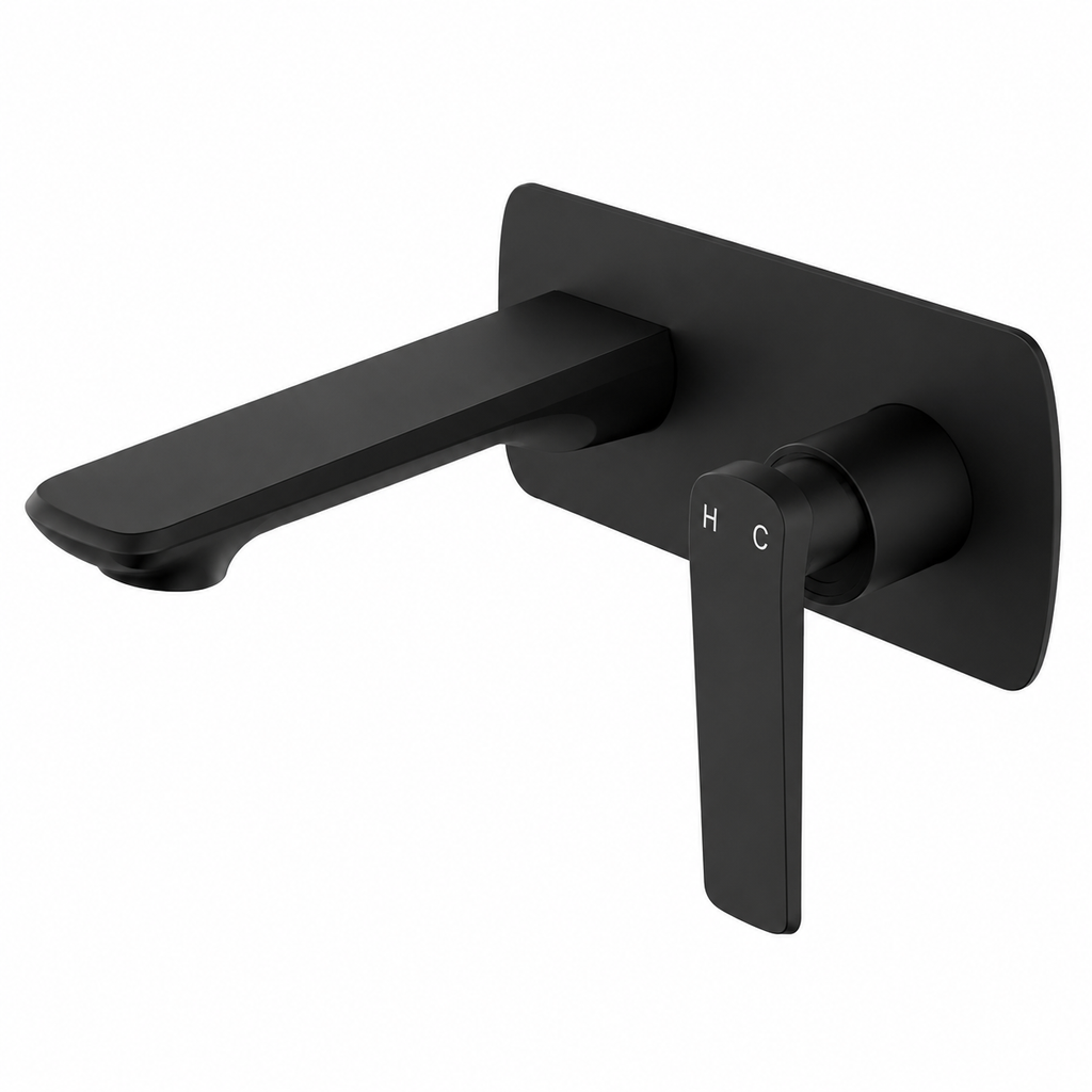 Norico Esperia Series Wall Basin/Bathtub Mixer with Spout Matte Black