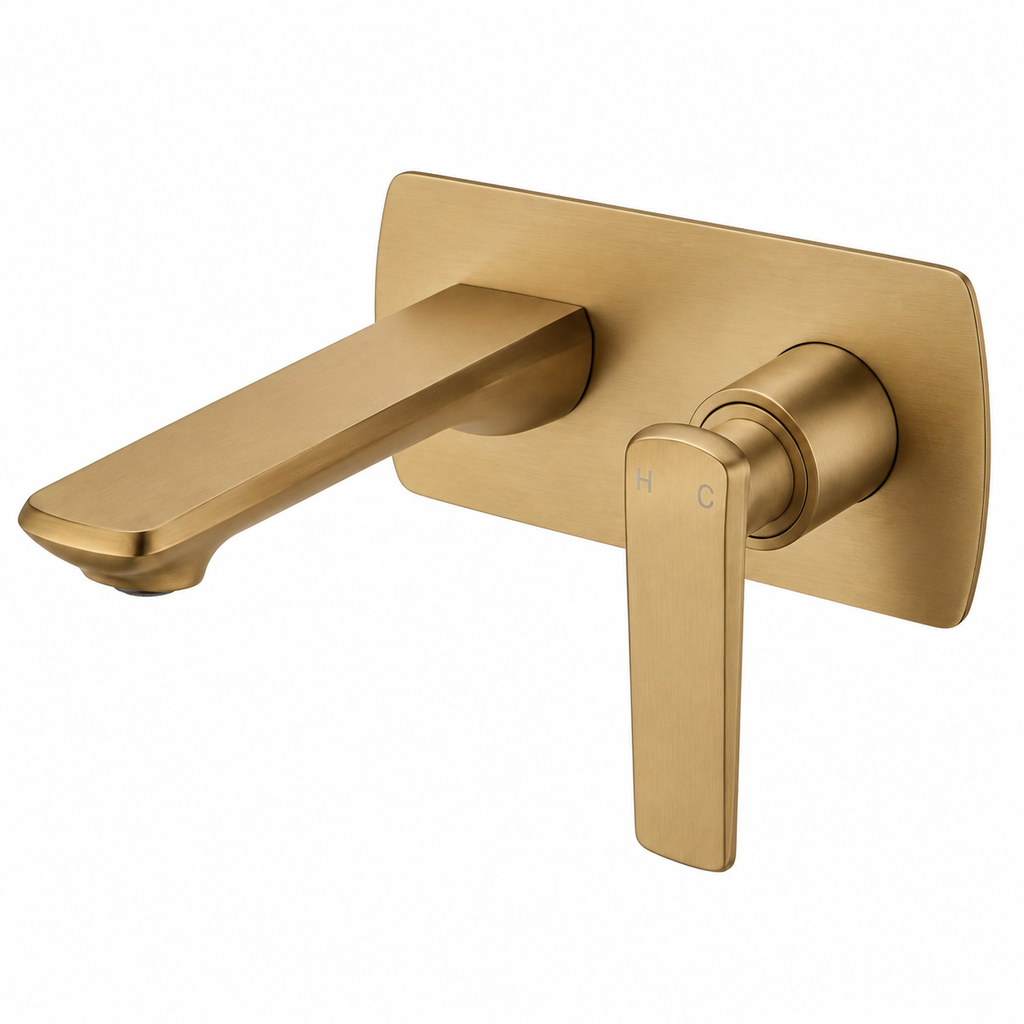 Norico Esperia Series Series Wall Basin/Bathtub Mixer with Spout Brushed Yellow Gold