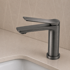 RUSHY Series Short Basin Mixer Brushed Gun Metal Grey