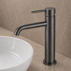 LUCID PIN Series Round Tall Basin Mixer Brushed Gun Metal Grey