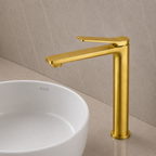 RUSHY Series Tall Basin Mixer Brushed Yellow Gold