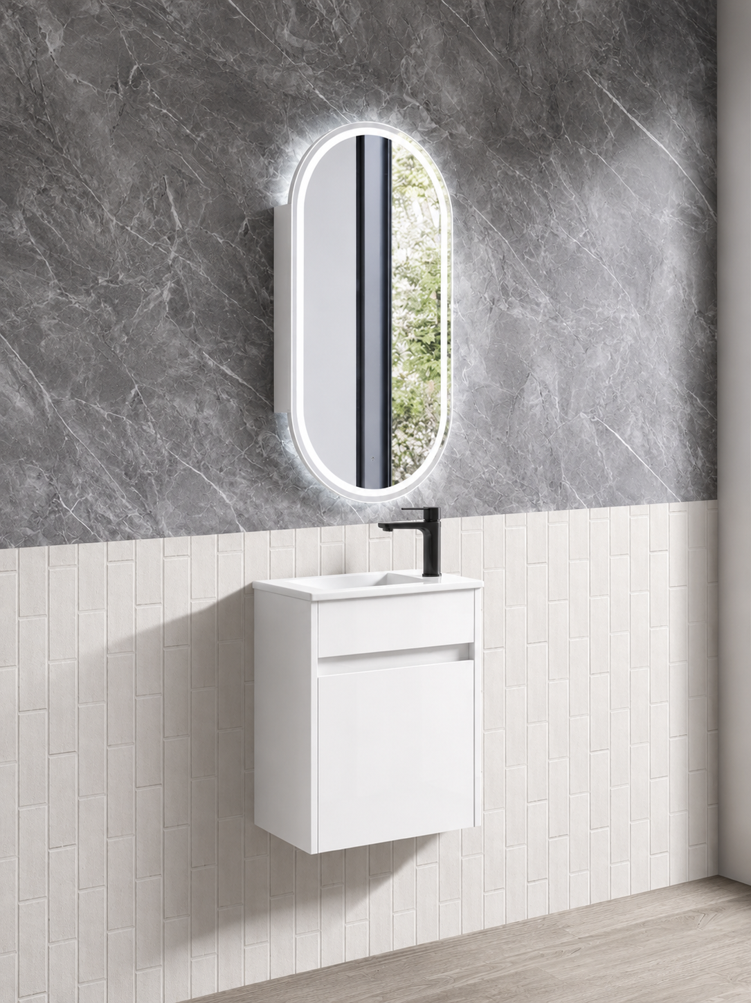Bristol 450x250x540 Wall hung Vanity Gloss White