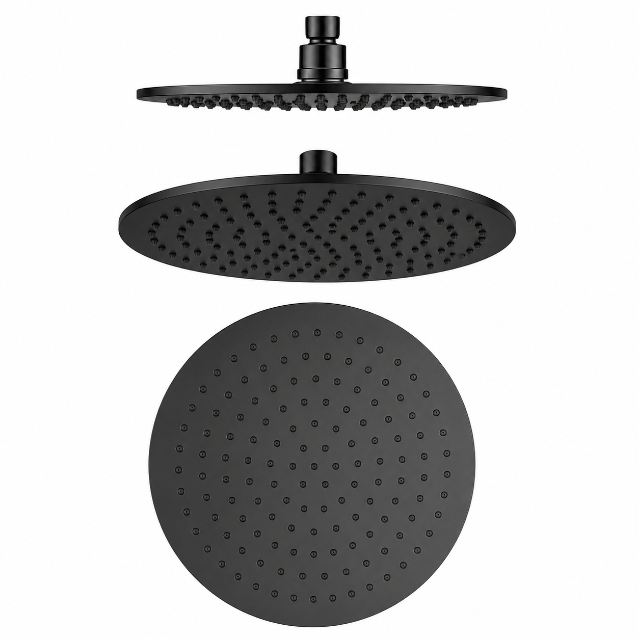 Slim Round Rainfall Shower Head 350mm Stainless steel Black
